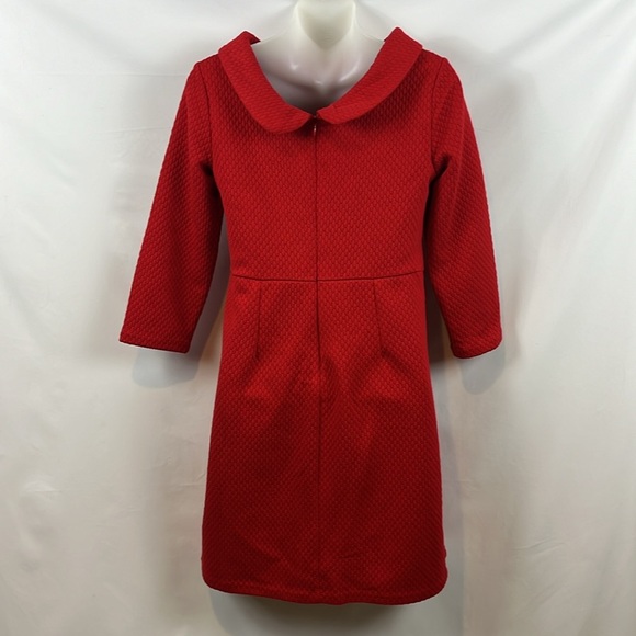 Boden Ribbed Zoe Ponte Tailored Mock Collar Pocket Red Dress Size 4 - Picture 9 of 11